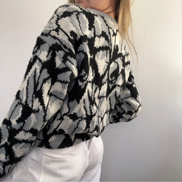 Vintage 90s mock boat neck knit sweater chunky & thick - Picture 3 of 4